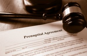 Prenuptial agreement with gavel